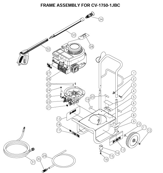 MITM CV-1750 pressure washer replacement parts